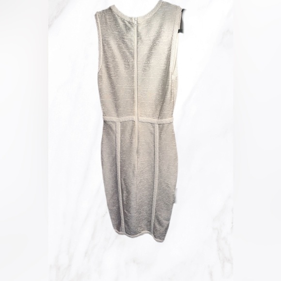 Narces cream  beaded swordfish bodycon sleeveless evening dress M - Picture 3 of 6